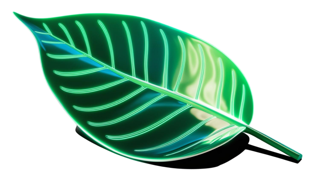 Folha tecnológica representando a natureza e tecnologia